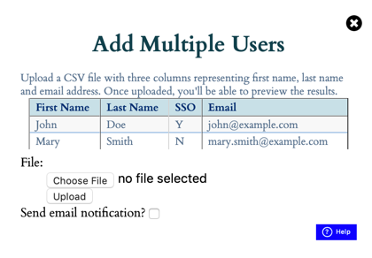 Add Multiple Users popup