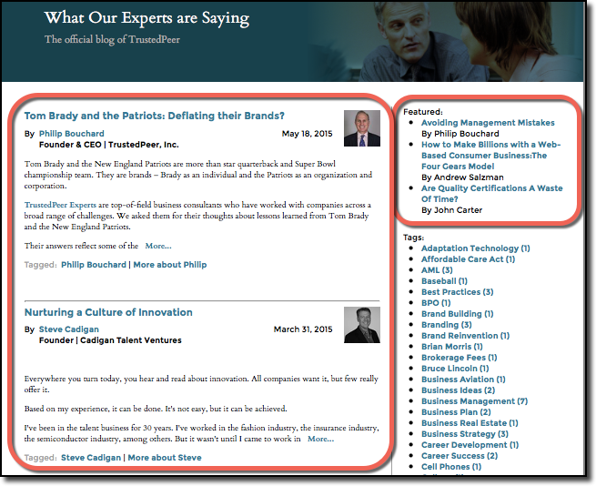 Main blog page example