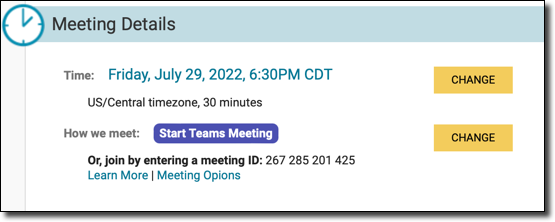 Updated logistics for a MS Teams Meeting