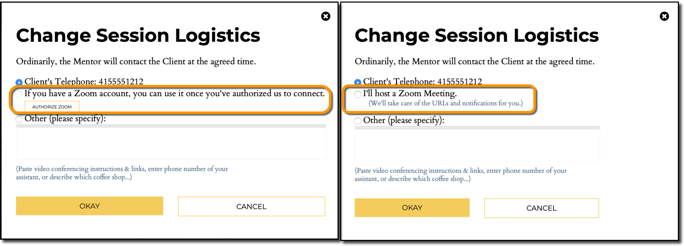 popup for Zoom options
